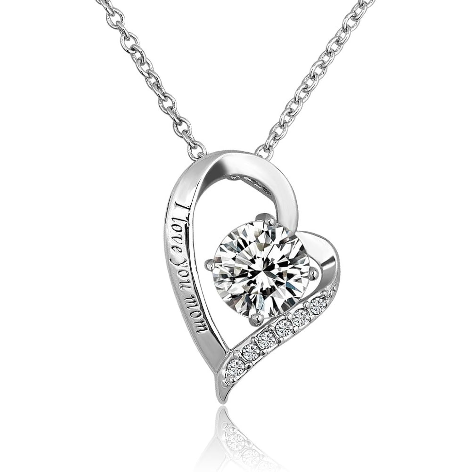 shinyjewelry i love you 白色心形吊坠项链